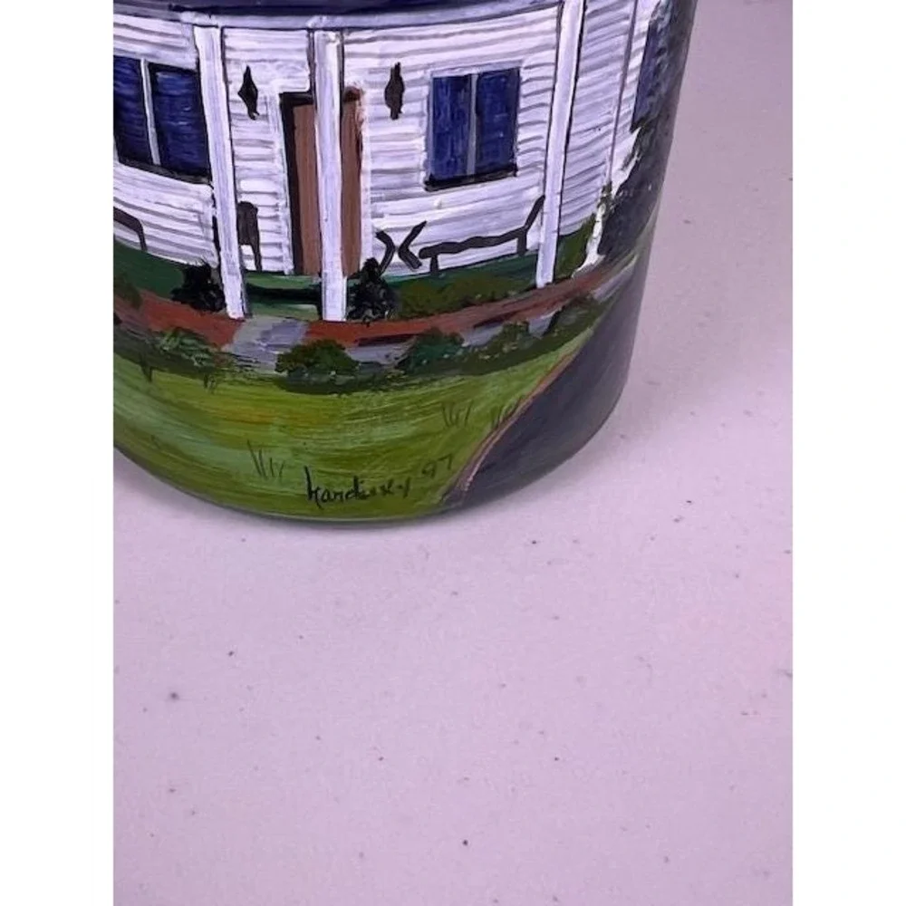 Vintage Atlas Strong Shoulder Mason Jar Hand Painted Farmhouse Folk Art‎ 1997